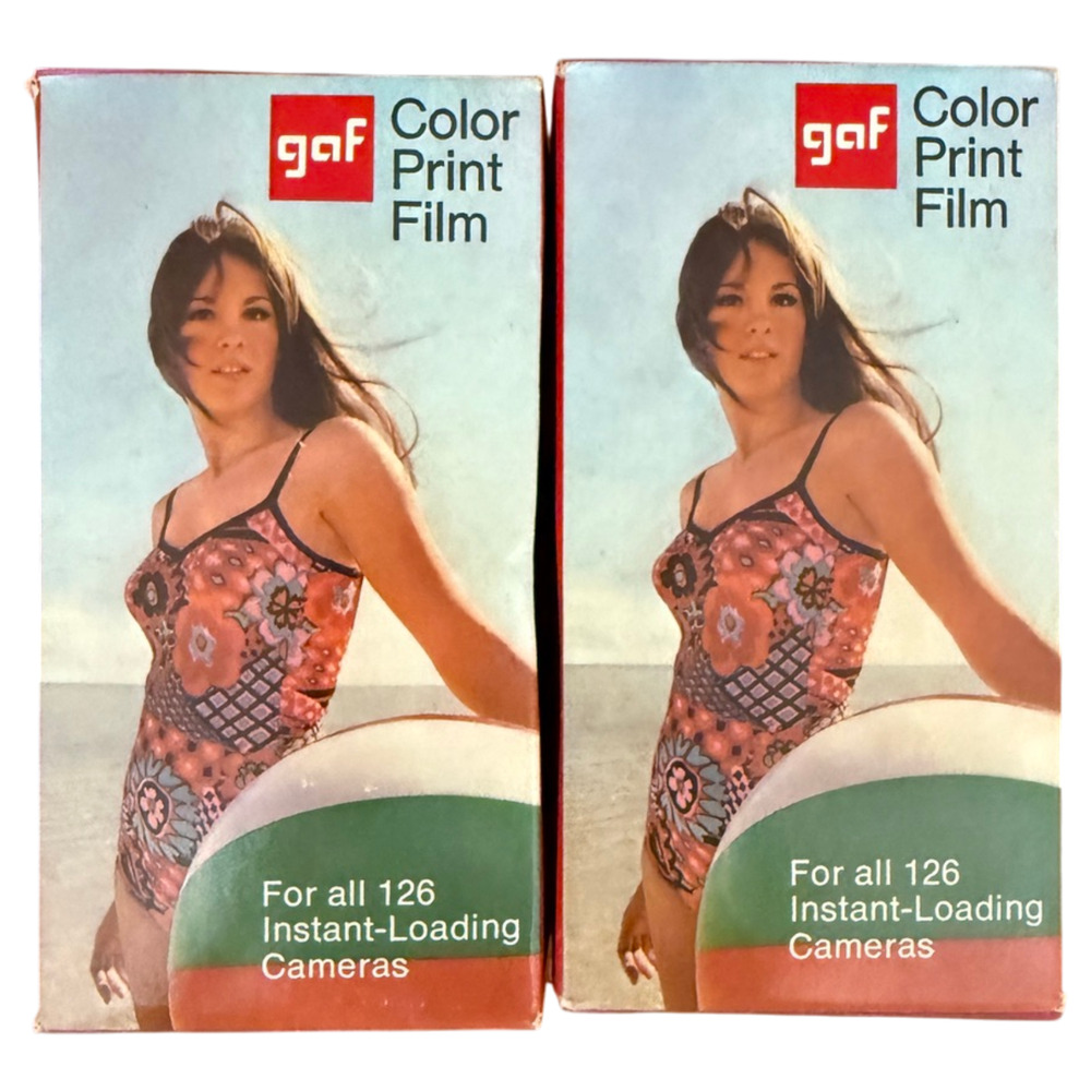 Lot of 2 GAF 126/12 Color Print Film Vintage Cartridge NOS Sealed EXPIRED 1979